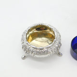 Early Pair Victorian Sterling Silver Floral Pattern Salt Cellars 1841 London
