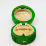 18ct Yellow Gold, Cabochon Emerald & Diamond Dress Ring Vintage c1980