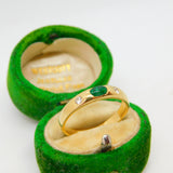 18ct Yellow Gold, Cabochon Emerald & Diamond Dress Ring Vintage c1980
