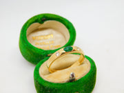 18ct Yellow Gold, Cabochon Emerald & Diamond Dress Ring Vintage c1980