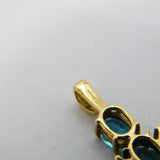 9ct Yellow Gold Blue Topaz Set Cross Pendant Vintage 2007 Birmingham