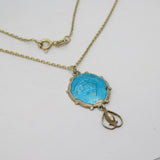 Charles Horner Sterling Silver Blue Enamel Drop Pendant Necklace Antique c1920