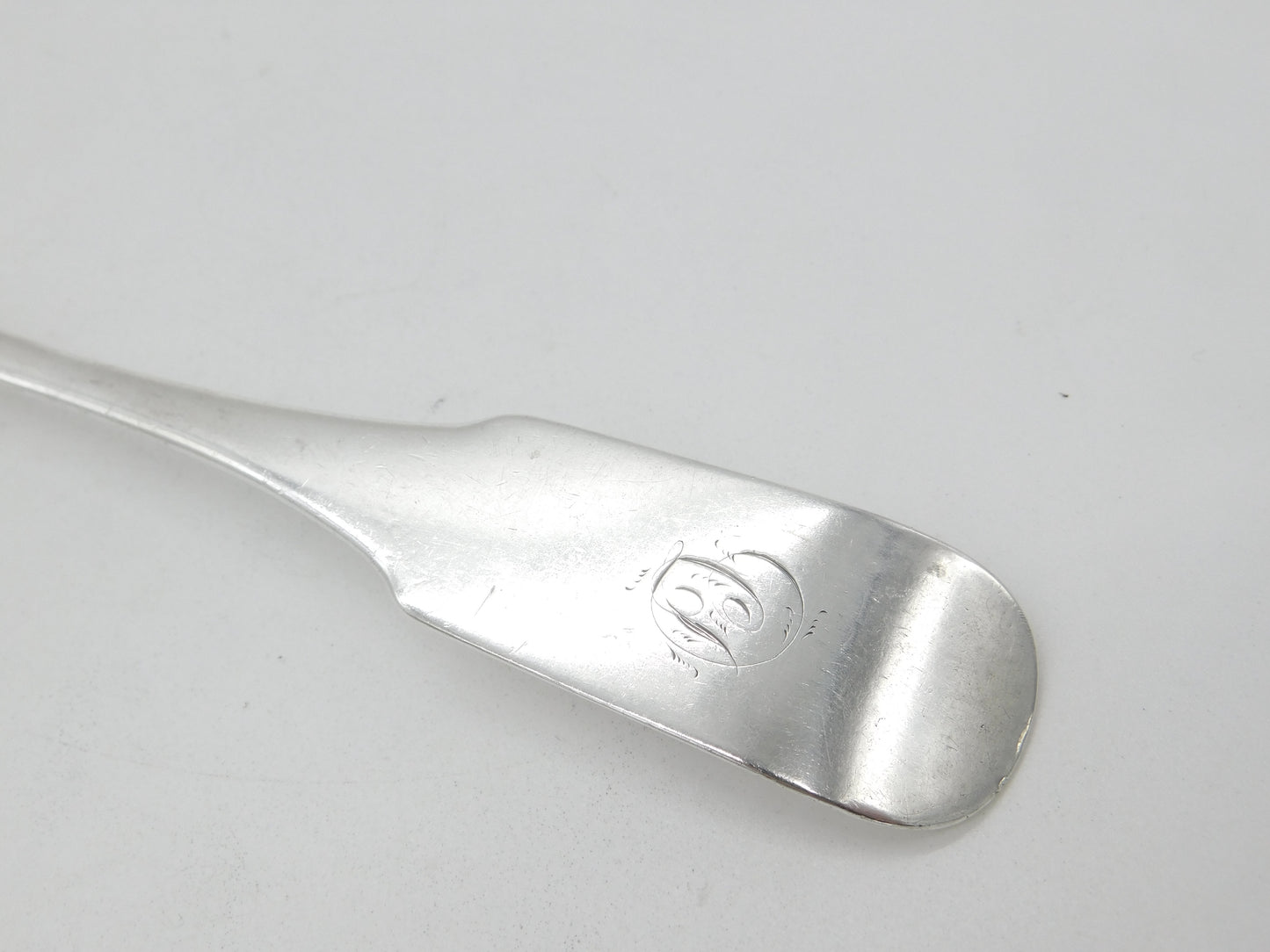 Georgian Irish Sterling Silver Fiddle Pattern Serving Spoon 1808 Dublin W. Peter