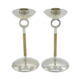 Shona Marsh Studio Sterling Silver & Wooden Candlesticks Vintage Birmingham
