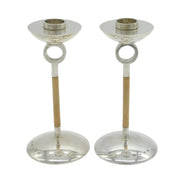 Shona Marsh Studio Sterling Silver & Wooden Candlesticks Vintage Birmingham