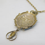 Charles Horner Sterling Silver Blue Enamel Drop Pendant Necklace Antique c1920