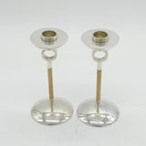 Shona Marsh Studio Sterling Silver & Wooden Candlesticks Vintage Birmingham