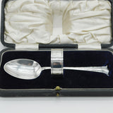 Boxed Sterling Silver Christening Cutlery Set Antique 1922 Sheffield Art Deco