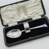 Boxed Sterling Silver Christening Cutlery Set Antique 1922 Sheffield Art Deco