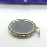 Victorian Sterling Silver Pietra Dura Mosaic Floral Drop Pendant Antique c1860