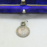 George III Sterling Silver Maundy One Penny Coin Charm Pendant Antique 1800