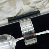 Boxed Sterling Silver Christening Cutlery Set Antique 1922 Sheffield Art Deco