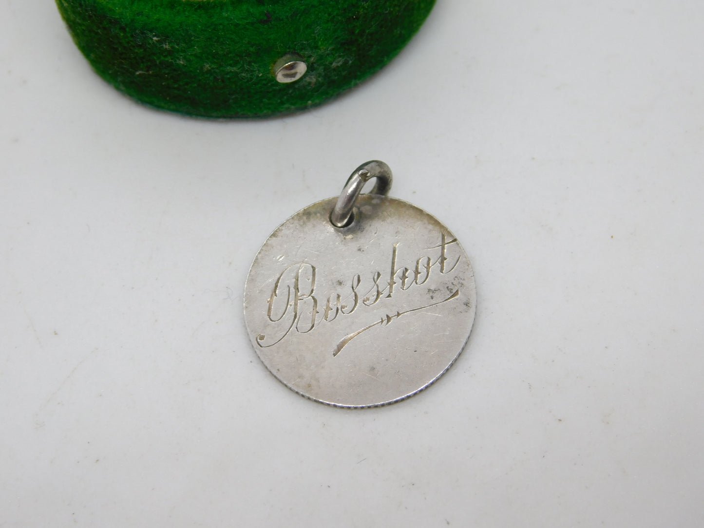 Victorian Sterling Silver 'Bosshot' Love Token Charm Pendant Antique c1890