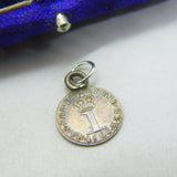 George III Sterling Silver Maundy One Penny Coin Charm Pendant Antique 1800