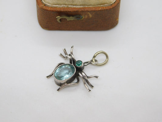 Edwardian Sterling Silver Paste Set Suffragette Bug Insect Pendant c1910 Antique