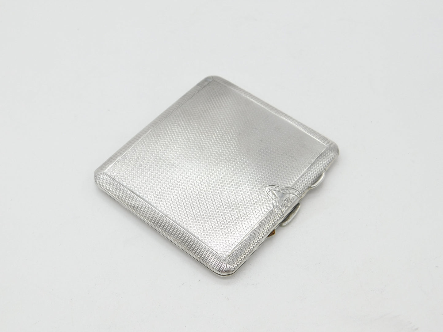 Sterling Silver Engine Turned Cigarette Case with Buckle Detail 1930 Chester