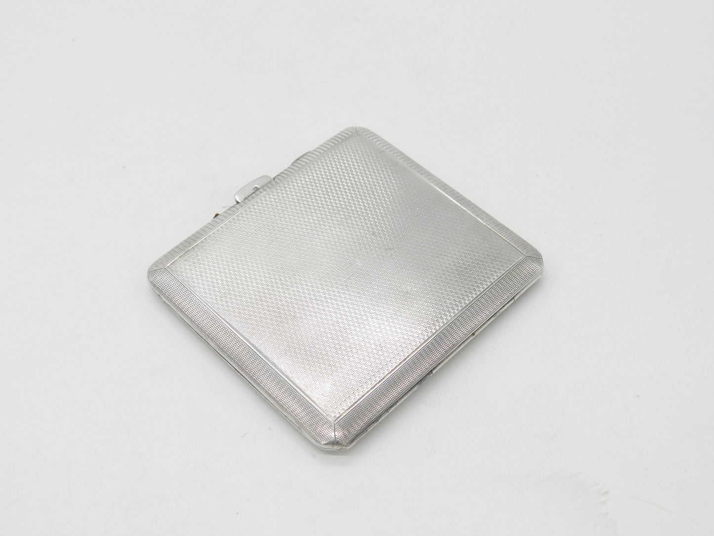 Sterling Silver Engine Turned Cigarette Case with Buckle Detail 1930 Chester