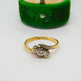 Victorian 18ct Gold & Platinum Set Diamond Crossover Band Ring Antique c1890