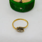 Victorian 18ct Gold & Platinum Set Diamond Crossover Band Ring Antique c1890