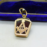 9ct Rose Gold, Bloodstone & Carnelian Masonic Fob Pendant Antique 1913