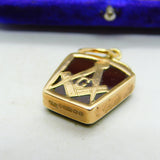 9ct Rose Gold, Bloodstone & Carnelian Masonic Fob Pendant Antique 1913