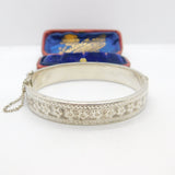 Sterling Silver Aesthetic Floral Cuff Bangle 1939 Antique Birmingham Deco