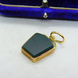 9ct Rose Gold, Bloodstone & Carnelian Masonic Fob Pendant Antique 1913