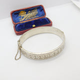 Sterling Silver Aesthetic Floral Cuff Bangle 1939 Antique Birmingham Deco
