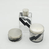 Art Deco Sterling Silver Cut Glass Lightning Strike Vanity Set Antique 1945 London