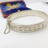 Sterling Silver Aesthetic Floral Cuff Bangle 1939 Antique Birmingham Deco