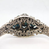 19th Century Austro-Hungarian .800 Silver, Turquoise Floral Bangle Antique c1880