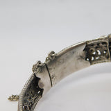 19th Century Austro-Hungarian .800 Silver, Turquoise Floral Bangle Antique c1880