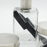 Art Deco Sterling Silver Cut Glass Lightning Strike Vanity Set Antique 1945 London