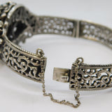 19th Century Austro-Hungarian .800 Silver, Turquoise Floral Bangle Antique c1880