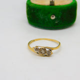 Victorian 18ct Gold & Platinum Set Diamond Crossover Ring Antique c1890