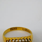 Victorian 18ct Yellow Gold, Sapphire & Diamond Boat Ring Antique 1894 Birmingham