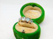 Victorian 9ct Gold, Blue Paste & Seed Pearl Boat Ring Antique c1880 Chester