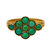 Victorian 9ct Yellow Gold & Turquoise Set Floral Cluster Ring Antique c1880