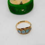 Victorian 9ct Gold, Blue Paste & Seed Pearl Boat Ring Antique c1880 Chester