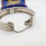 Aesthetic Movement Sterling Silver Floral Cuff Bangle Bracelet c1890 Victorian