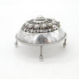 Victorian Middle Eastern Sterling Silver Trinket Box Acorn Feet Antique c1860