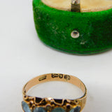 Victorian 9ct Gold, Blue Paste & Seed Pearl Boat Ring Antique c1880 Chester