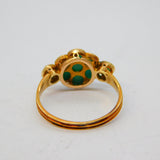 Victorian 9ct Yellow Gold & Turquoise Set Floral Cluster Ring Antique c1880