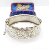 Aesthetic Movement Sterling Silver Ivy Leaf Pattern Bangle 1885 Birmingham