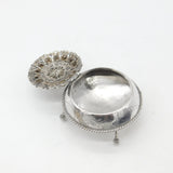Victorian Middle Eastern Sterling Silver Trinket Box Acorn Feet Antique c1860