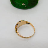 Victorian 9ct Gold, Blue Paste & Seed Pearl Boat Ring Antique c1880 Chester