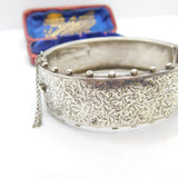 Aesthetic Movement Sterling Silver Ivy Leaf Pattern Bangle 1885 Birmingham