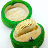 18ct Yellow Gold Modernist Wave Pattern Band Ring Vintage c1980 Size S 1/2 UK