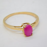 10ct Yellow Gold Cabochon Cut 0.4ct Star Ruby Solitaire Ring Vintage c1990