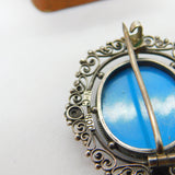 Italian .800 Silver Micro-Mosaic Floral Brooch Pin Antique c1920 Art Deco